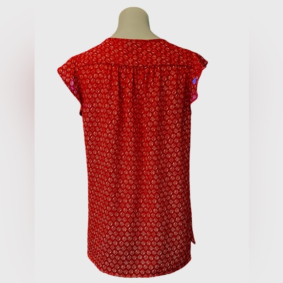 Loft Blouse,red and white silky feel, light weight, soft. Size M. - Picture 2 of 6